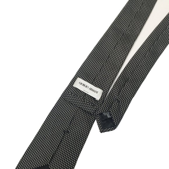 Giorgio Armani Tie 100% Silk, Made In Italy, Black and White Pattern - Picture 9 of 13